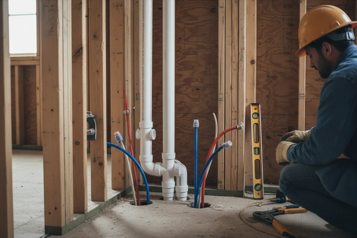 Drain and supply rough-in during Leak Detection in Pittsboro